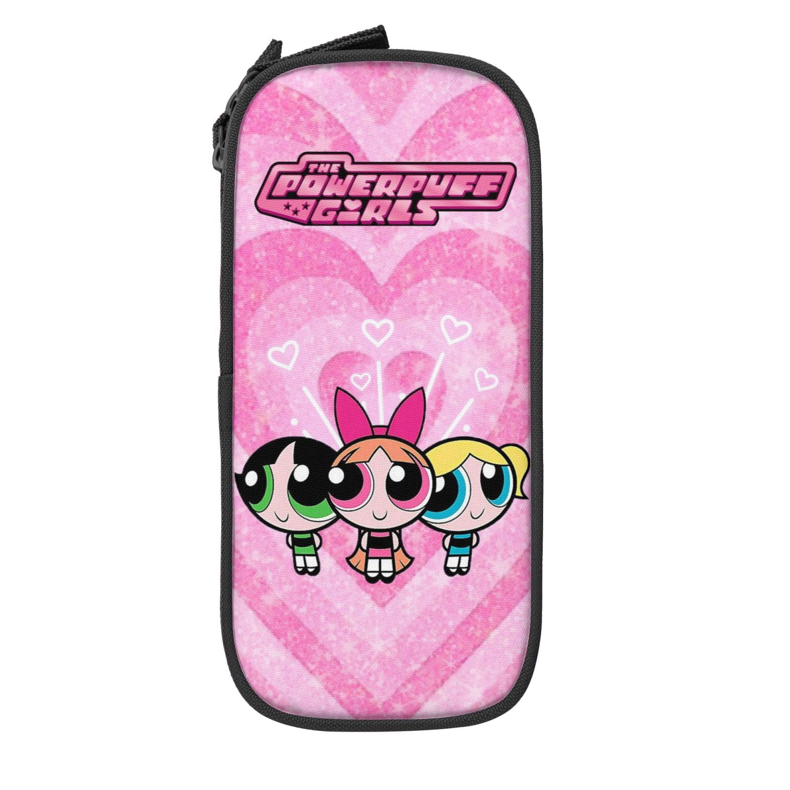 The Powerpuff Gi-rls Pencil Case Large Capacity Pencil Pouch Penbag Office Stationery Organizer Travel Makeup Bag Black