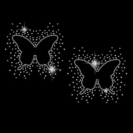 Iron on Rhinestones Transfer Butterfly Bling Decals T-Shirt 2pcs Butterflies Crystal Heat Transfer Hot Fix Stickers Crystal Decor for Women Clothing Tote Bag Gifts for Girl s