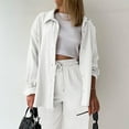 thumbnail image 4 of Daolelai Women's Crinkled Lapel Button Long Sleeve Shirt Loose Cardigan Top, 4 of 4