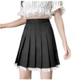 thumbnail image 2 of Idoravan Women's Basic Versatile Skirt Clearance Womens Fashion Solid Color Lace Pleated Skirt College Windproof A-line Skirt, 2 of 9