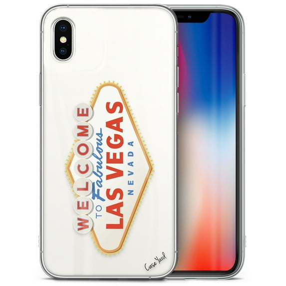 Case Yard iPhone-X Case Clear Soft & Flexible TPU Ultra Low Profile Slim Fit Thin Shockproof Transparent Bumper Protective Cover Drop Protective Cell Phone Cases (Las Vegas Sign)