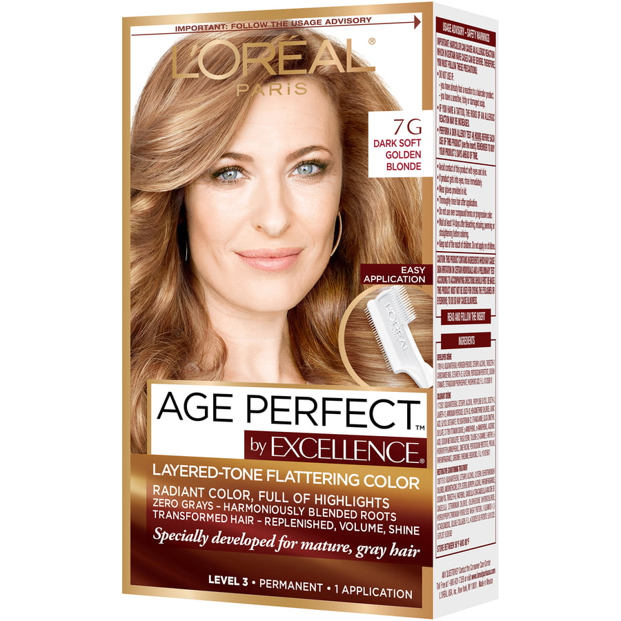L'Oreal Paris Age Perfect Permanent Hair Color, 7G Dark Natural Golden  Blonde, 1 kit 