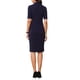thumbnail image 3 of Vestido ajustado de mujer Inspire Chic con escote en V, mangas cortas, vestido midi bodycon para el trabajo, azul oscuro, talla XL, 3 of 6