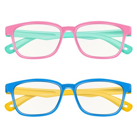Comvin Kids Blue Light Blocking Glasses 2 Pack, Anti Eyestrain & UV Protection, Computer Screen Gaming TV Phone Glasses Anti Glare for Teen Boys Girls Age 3-12