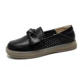 thumbnail image 2 of 2022 Verano Mujer Bowtie Hollow Out Blanco Negro Pisos Zapatos Casuales Mocasines De Cuero De Vaca Genuino Zapatos Sin Cordones Perezosos, 2 of 5