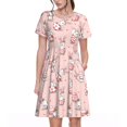 thumbnail image 1 of Bixox Robe d'Été à Manches Courtes pour Femmes Robe Ample Longueur Genou avec Poches-Lapin de Pâques, 1 of 7