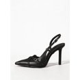 thumbnail image 2 of On feet& in love Women's Pointed Toe Cross Strap Slingback Heels - Smooth PU Leather Black Dress Shoes for Work & Party - Size 11, 2 of 7