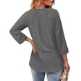 thumbnail image 5 of Nestiefly Womens Tops 3/4 Length Sleeve Dressy Casual Blouses for Women 2026 Trendy Crew Neck T Shirts Summer Clothes Gray 3XL, 5 of 7