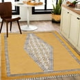 thumbnail image 2 of Casavani Handmade Block Printed Cotton Dhurrie Yellow Hallway Runner Area Rug Outdoor Rug 3x10 feet, 2 of 6