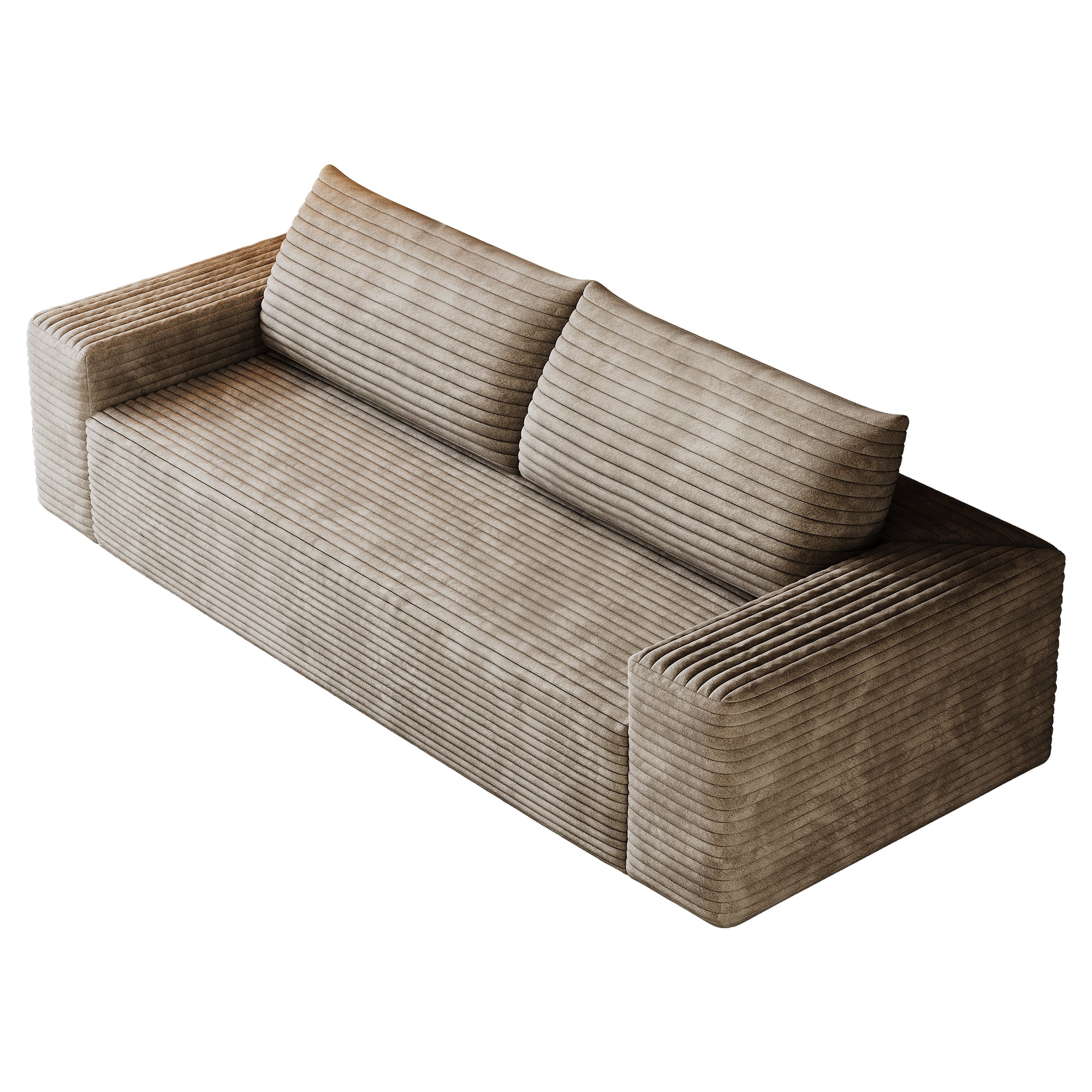 MAYEERTY 63" 2-Seater Sofa Camel Corduroy Deep Seat No Assembly Living Room/Bedroom/Conference Room