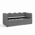 thumbnail image 6 of Bellemave Twin Size Daybed with Pop Up Trundle, Twin to King Daybed with USB Charging Port, Plaid Linen Upholstered +Wood Extendable Sofa Bed for Living Room/Bedroom/Guest Room, Black, 6 of 8