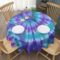 thumbnail image 3 of Purple Blue Tie Dye Spiral Pattern Round Tablecloth 60"x60",Wrinkle Wipeable Table Cloth for Kitchen Dining Room Picnic Patio Party, 3 of 6