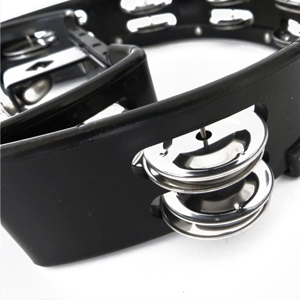 Yihuala Drum Set Tambourine with Mounting Eye Bolt Half Shape Hi-hat Tambourine Double Row Tambourine Easy to Use