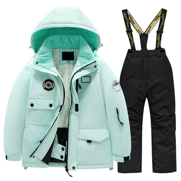 Rinsvye Children's Kid Ski Suit Baby Girl Two Cute Outfit Fleece Multi Pocket Jacket infant Girl Outfit and Pants Winter Windbroof Snowboarding Winter Warm Snow Toddler Girl Skirt Set Suits Unisex