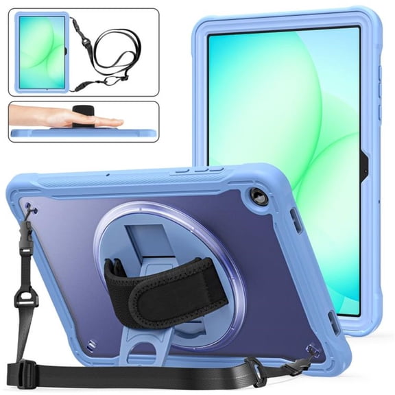 Case For Samsung Galaxy Tab A112025 / Galaxy Tab A9 2023 Handle Protective Cover 360° Rotating Ring Stand, Shockproof Dropproof Case For Kids Kickstand & Adjustable Shoulder Strap,Lavender Grey