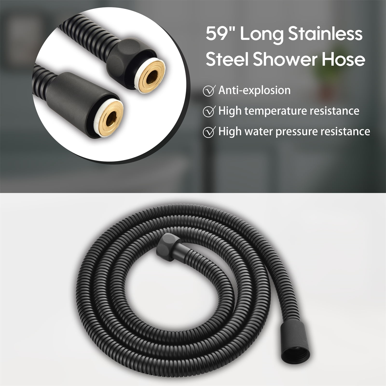 ANGELES HOME Freestanding Tub Faucet with Handheld Shower, Floor Mount Bathtub Filler, Roman Bathtub Faucet with Swivel Spout Brass Rough-in and Water Hose, Matte Black