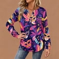 thumbnail image 4 of Womens Mardi Gras Shirts Glitter Mask Print Long Sleeve Tops Sparkly V Neck Purple Blouse Dark Purple XL, 4 of 5