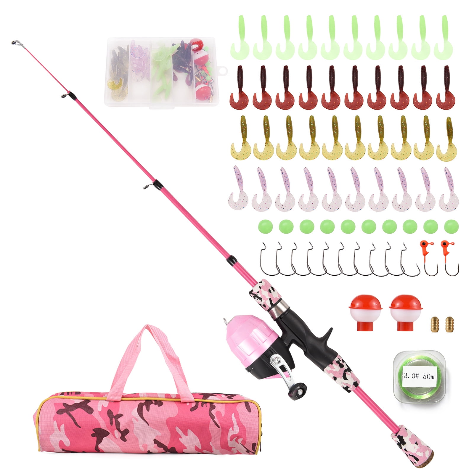 Dcenta Kids Telescopic Fishing Rod and Reel Combo, Pink photo 1