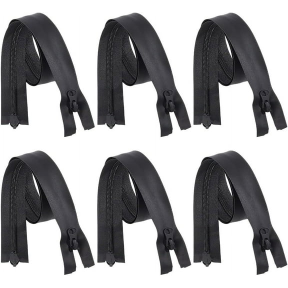 6 pc 6 Pcs Waterproof Zippers 32.7 Inch #5 Black Two Way Separating Double Slider Zippers with Alloy Slider for Sewing Jackets Suitcases Canopies