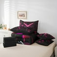 thumbnail image 5 of Erosebridal 3D Lightsaber Games Bedding Full Size,Neon Lights Comforter Sets with Sheets,Pink Geometry Gradient Grid Bedding Sets Full Size,Breathable Room Decor Reversible,7pcs, 5 of 6