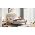 thumbnail image 4 of Sifurni Full Bed Frame Upholstered Platform Bed with Adjustable Headboard, No Box Spring Needed, Beige, 4 of 9