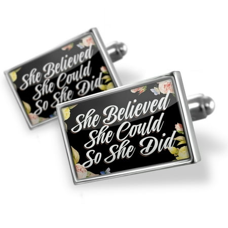 Cufflinks Floral Border She Believed She Could So She Did - NEONBLOND