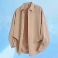 thumbnail image 2 of LIUJUNSHOP Autumn Men Casual Shirt Solid Color Loose Fit Comfortable Top Long Sleeve Daily Wear Khaki XXXXL, 2 of 4