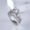 thumbnail image 3 of Bow Jewel 14K White Gold Plated Bridal Set Halo Rings - 1.87 Ct Pear Cut Diamond Rings for Women's - Engagement Wedding Promise Rings for Her - Modern Ring with Matching Band for Women's, 3 of 10