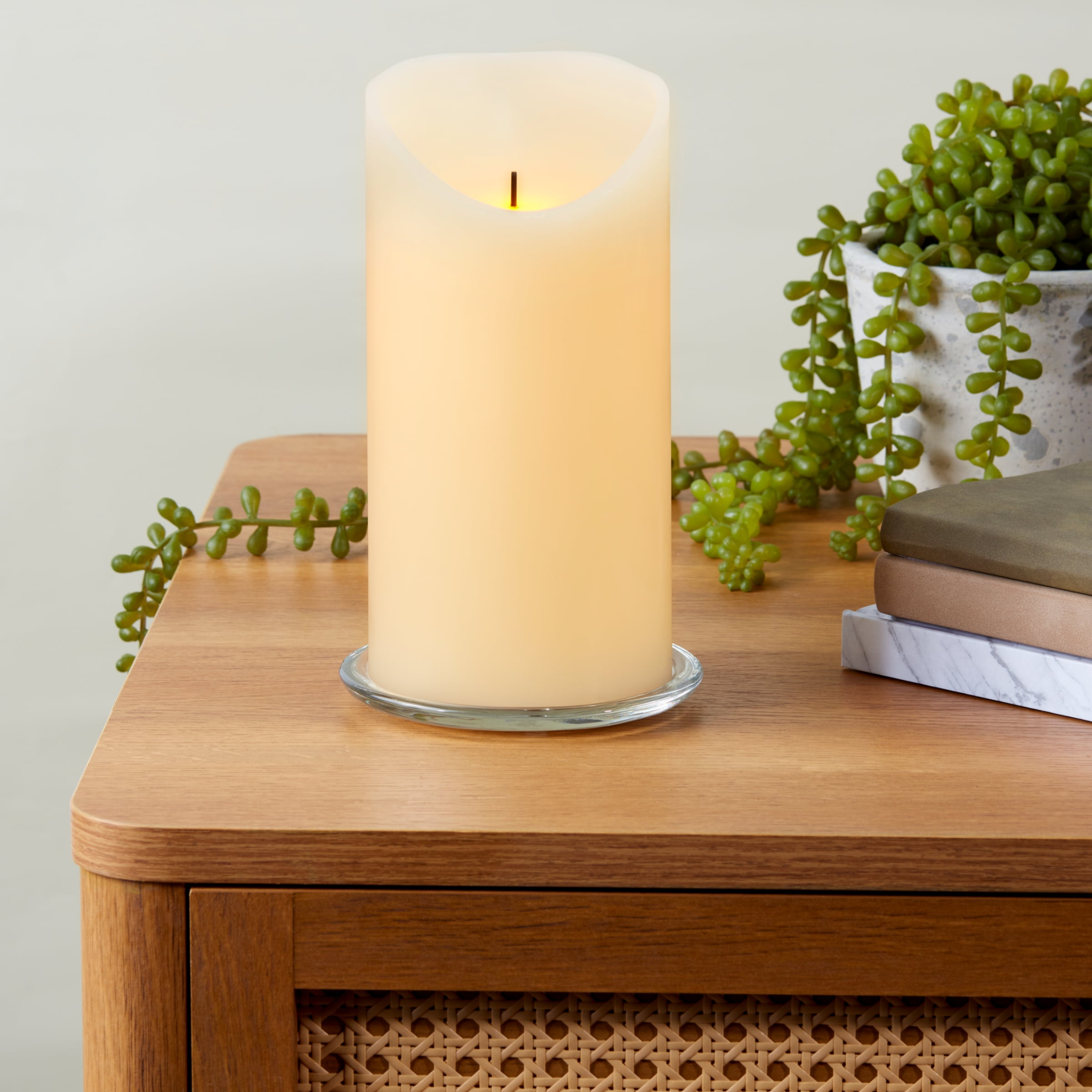 Mainstays Unscented Flameless LED Pillar Candle, Ivory, 4 x 8 in