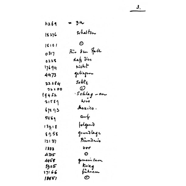 Zimmermann Telegram 1917 Npage 3 Of The British Decode Of The Zimmermann Telegram In The Copy