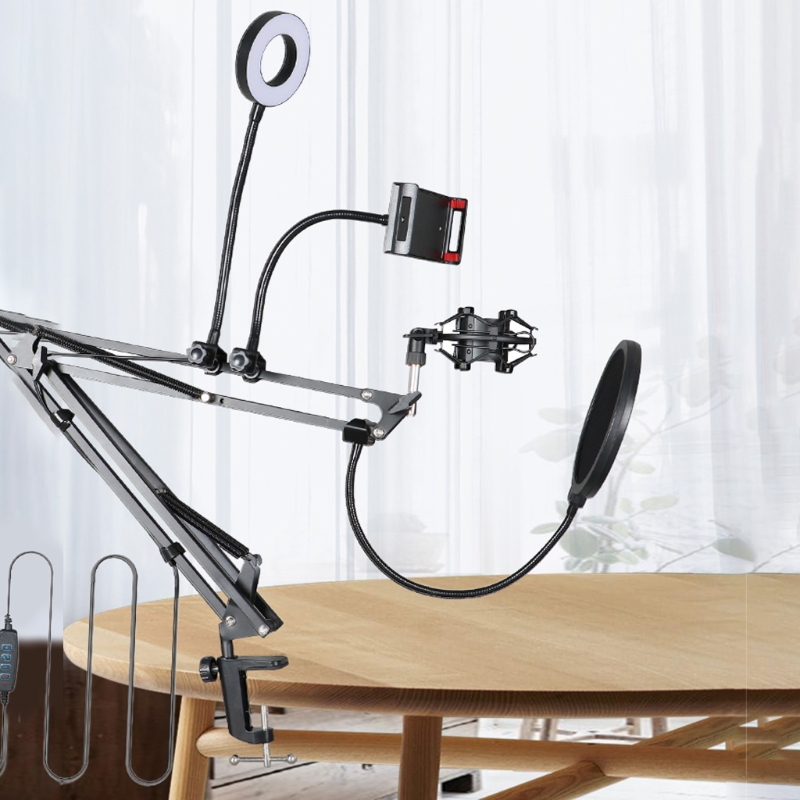 Professional Microphone Stand, Mic Arm Desk Adjustable Suspension Boom Scissor Studio Shock Mount Mic Stands Sets