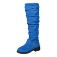thumbnail image 6 of Rokment Slouchy Boots for Women Knee High Wide Calf Fashion Buckles Suede Chunky Block Low Heel Casual over The Knee Long Tall Dress Boots Ladies Blue Size 8.5, 6 of 7