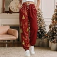 thumbnail image 2 of TTUHYWXI Christmas Womens Pajama Pants Casual Comfy Sleepwear Wide Leg Drawstring Bottoms with Pockets (Brick Red, M), 2 of 5