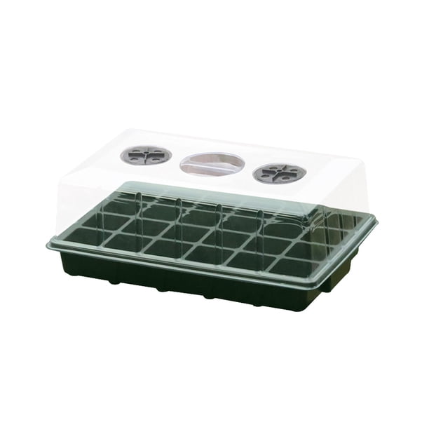 Bandejas de Humedad para Plantas de Interior, Caja de Cultivo de Semillas Cubierta de 24 Agujeros 37x23cm, Ventilación Ajustable, Bandejas de Plástico para Plantas