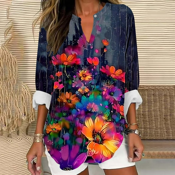 Weiqiqre Womens Clothes Summer Short Sleeve Tunic Tops Loose Fit Casual T-Shirt Button Up Blouses