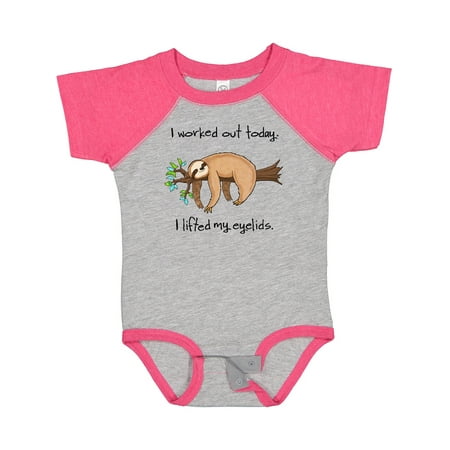 

Inktastic I Worked out Today. I Lifted My Eyelids- Cute Sloth on a Branch Gift Baby Boy or Baby Girl Bodysuit