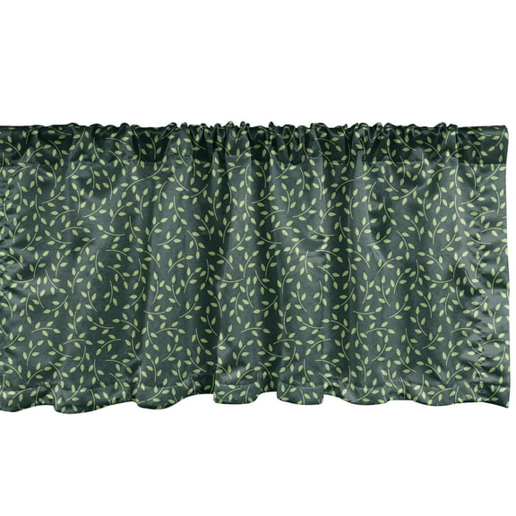 Ambesonne Leaves Valance Pack of 2, Continuing Leafy Pattern, 54"X18", Hunter Green Green