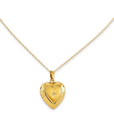14kt Yellow Gold 18 Pol Design Heart Locket Pendant Charm Necklace Chain W/chain Gifts For Women For Her