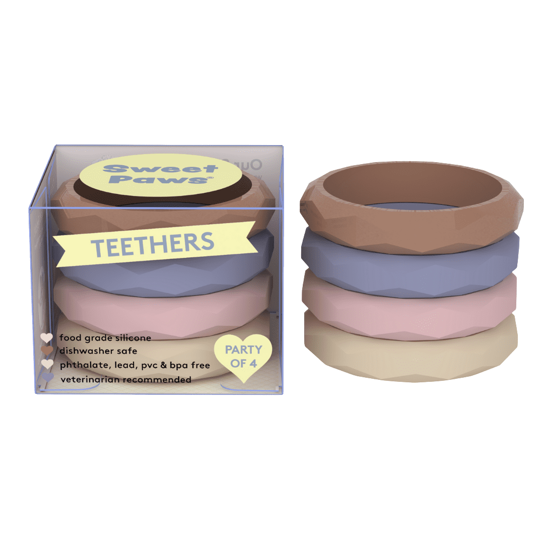Sweet Paws Silicone Teether Stack Toy Set – Blush Pink – 4pc