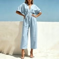 thumbnail image 7 of PNTUTB Women’s Fashion V-Neck Short Sleeve ASdjustable Strap Zipper Pockets Jumpsuit Pants, 7 of 7