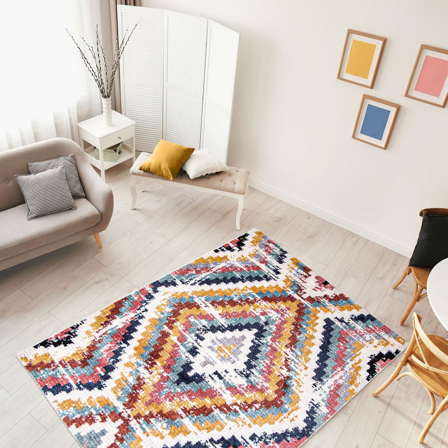 ECARPET Boho Chic Indoor Area Rug, Fluffy Carpet for Bedroom Morocco Casa Collection