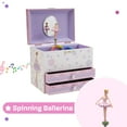 thumbnail image 6 of Jewelkeeper Jewelry Box - Jewelry Box for Girls with Ballerina and Music Box - Dual Drawers and Spacious Storage - Swan Lake Tune - White and Purple Keepsake Box - 6 x 6.75 x 5.25 Inches, 6 of 7