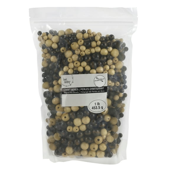 White & Brown Wood Mix Craft Beads by Bead Landing
