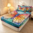 thumbnail image 2 of Homewish Colorful Butterflies Zipper Queen Comforter Set with Fitted Sheet and 2 Pillowcases,Watercolor Boho Glass Zipper Bedding Set,Black Reversible,4pcs, 2 of 8