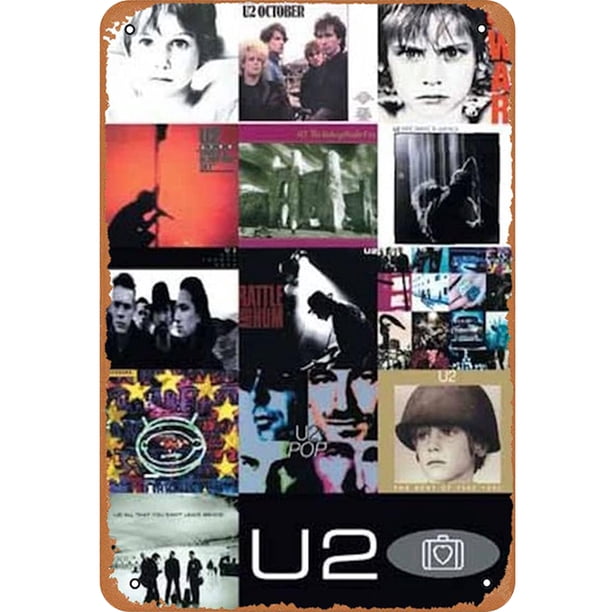 Placa Metal Vintage Banda U2 Pintura Hierro Rectangular Arte La Pared 30x40 Cm