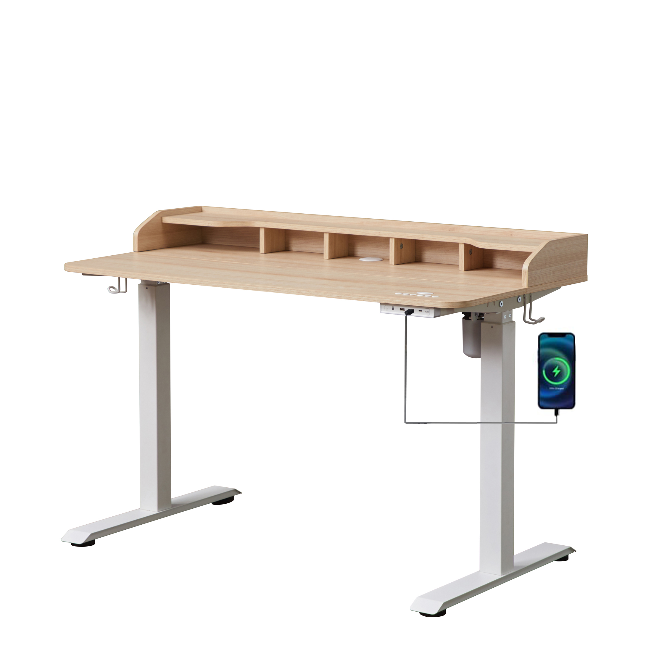 Mainstays Height Adjustable Standing Desk with USB  Type C in Wood Color Height 28 to 47 inches - image 3 of 12