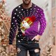thumbnail image 1 of Blusas y camisas de manga larga con cuello redondo para hombre, estilo casual, cuello redondo, manga larga, camiseta estampada de Halloween, blusa de poliéster para hombre., 1 of 5