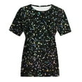 thumbnail image 5 of Liquidation! Uooqdmx Hauts Scintillants pour Femmes, Hauts à Sequins pour Femmes, Chemises à Manches Courtes pour Femmes, T-Shirt Décontracté à Col Rond Imprimé à Sequins, Hauts de Printemps pour Femmes 2025, Noir 2 L, 5 of 5
