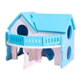 thumbnail image 2 of Wooden Hamster House with Balcony,Small Pet Playground and Shelter for Hamsters and Gerbils,Blue, 2 of 8