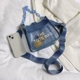 thumbnail image 4 of Bolso bandolera para mujer con estampado de letras y cadena, bolso de hombro transparente de PVC (azul) Ehuebsd Para Estrenar, 4 of 9